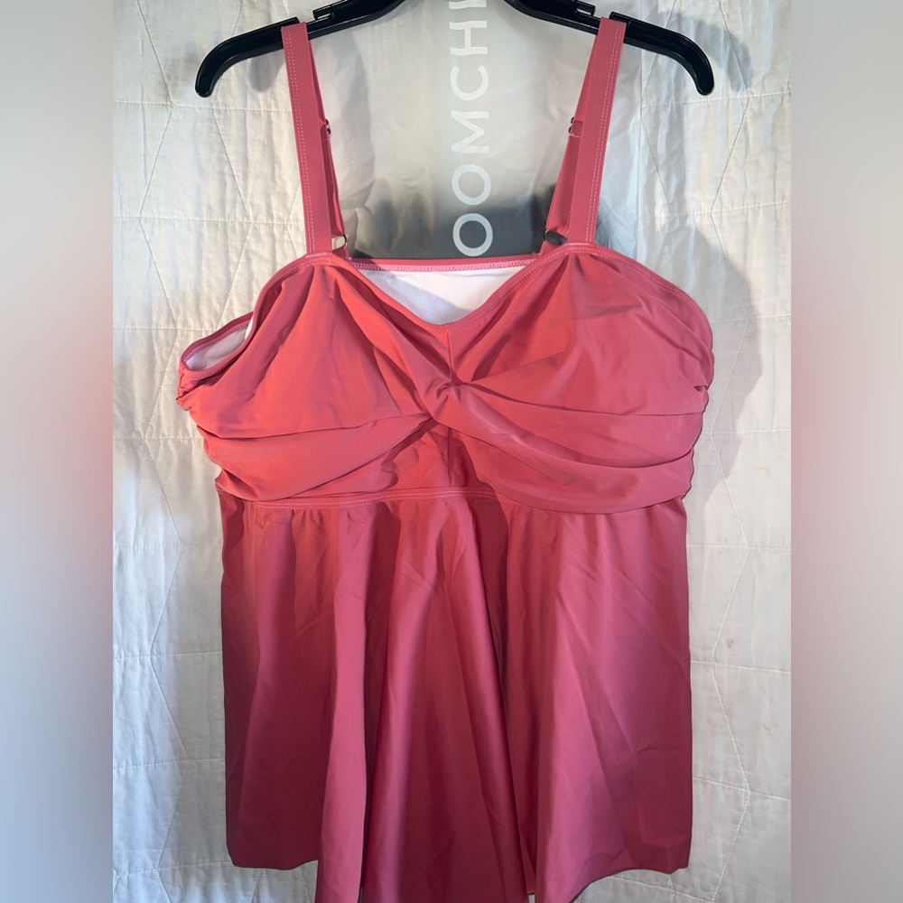 Bloomchic two piece pink bikini top and black bottoms